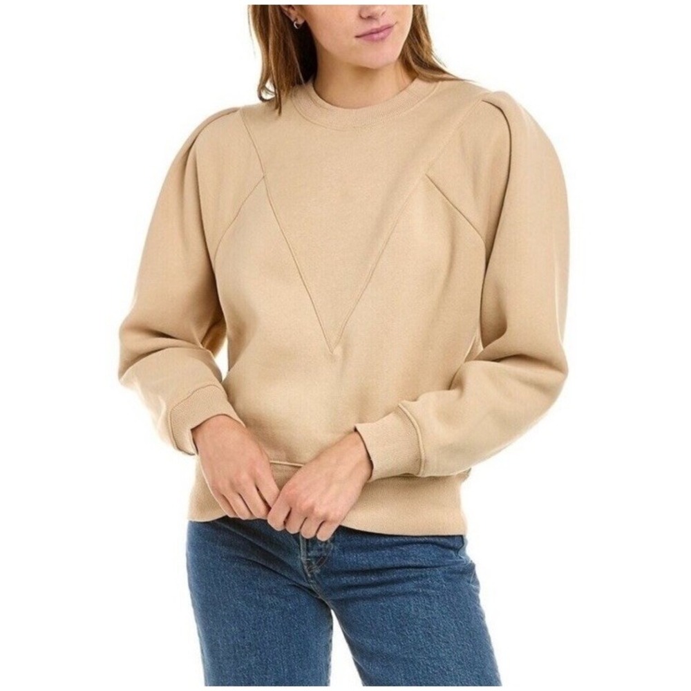 All:Row‎ Daisy Lane Crewneck Loose Fleece Lightweight Sweatshirt Women's L Beige